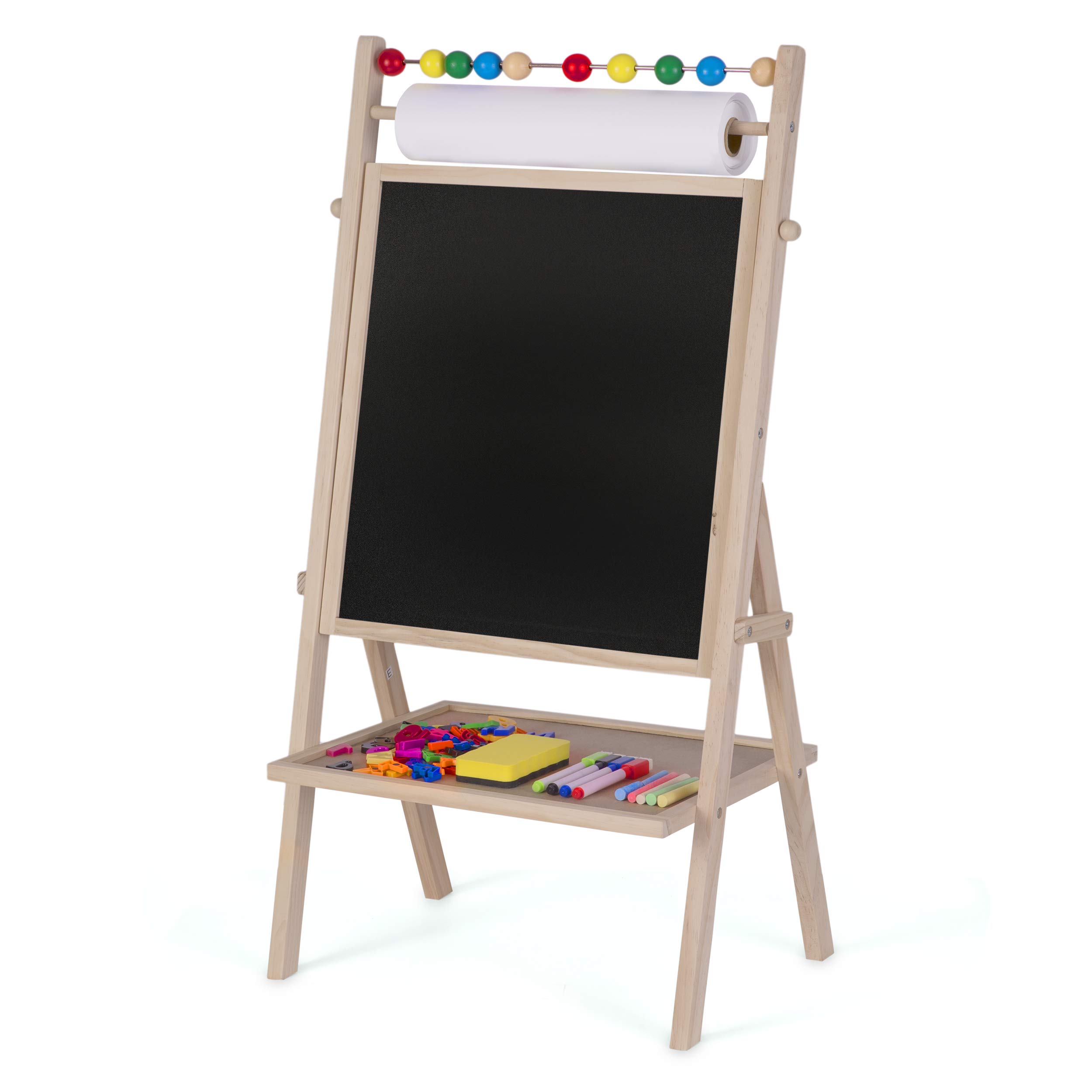 Ricokids Magnetyczna tablica kredowa dwustronna tablica kredowa dla dzieci z akcesoriami rolka papieru liczydło obrotowe