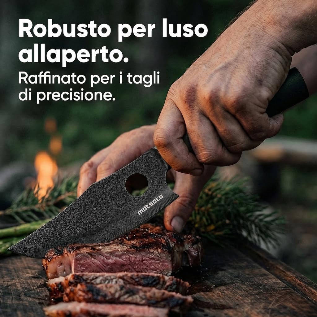 Matsato Osuren Coltello da Cucina Lama Acciaio Giapponese 16cm Damascato Manico Legno