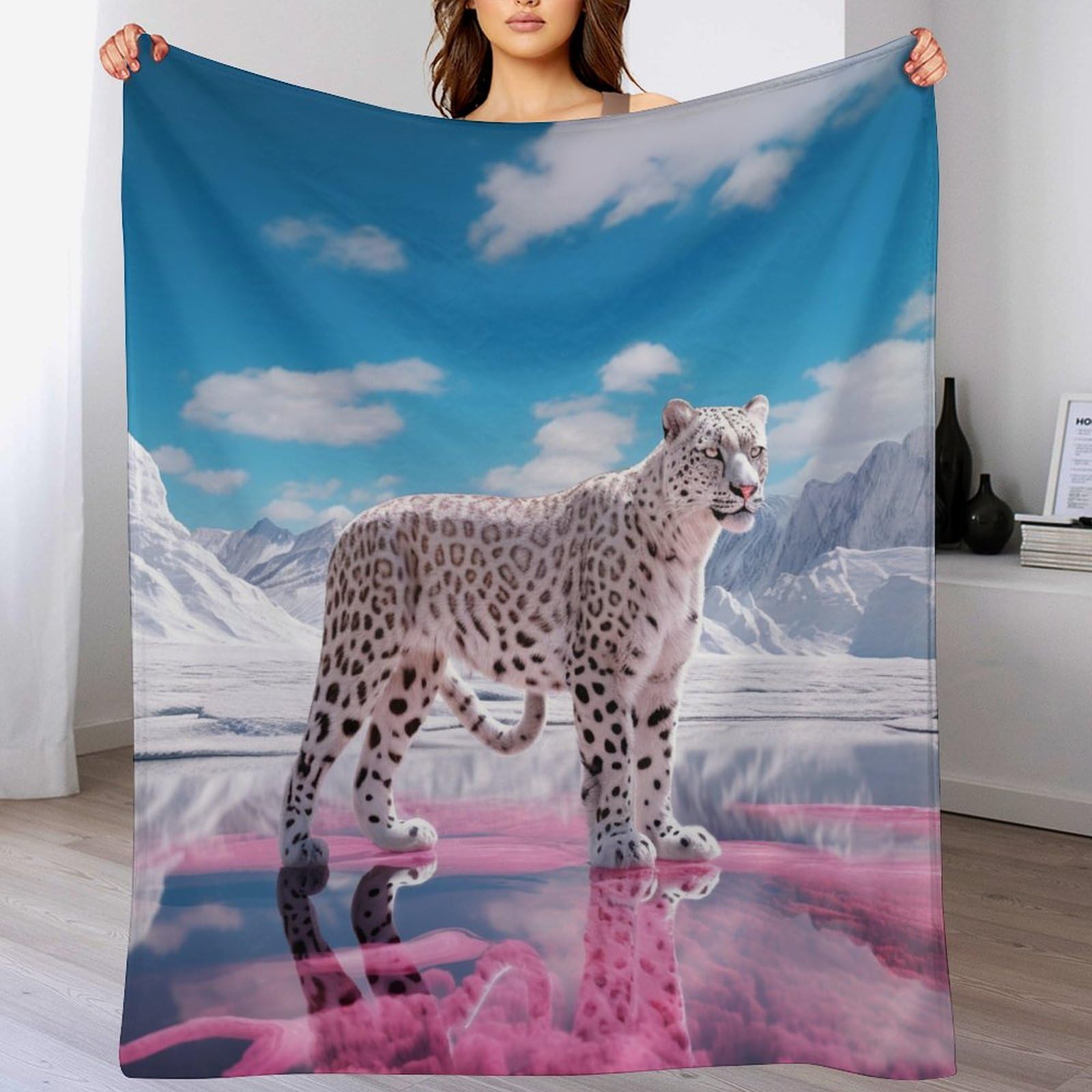 Couverture léopard en flannel douce et lavable de 180x200cm