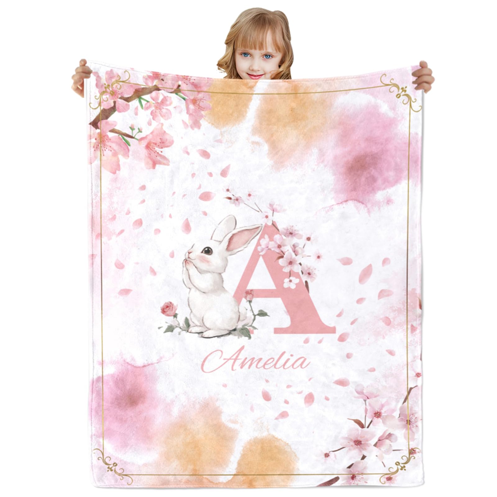 Urijk Personalised Baby Blankets,Custom Blankets with Name for Baby Boys Girls,Initials A-Z Throw Blanket for Newborn Toddler,personalised baby gifts for Birthday Baby Shower Christmas โ image 1
