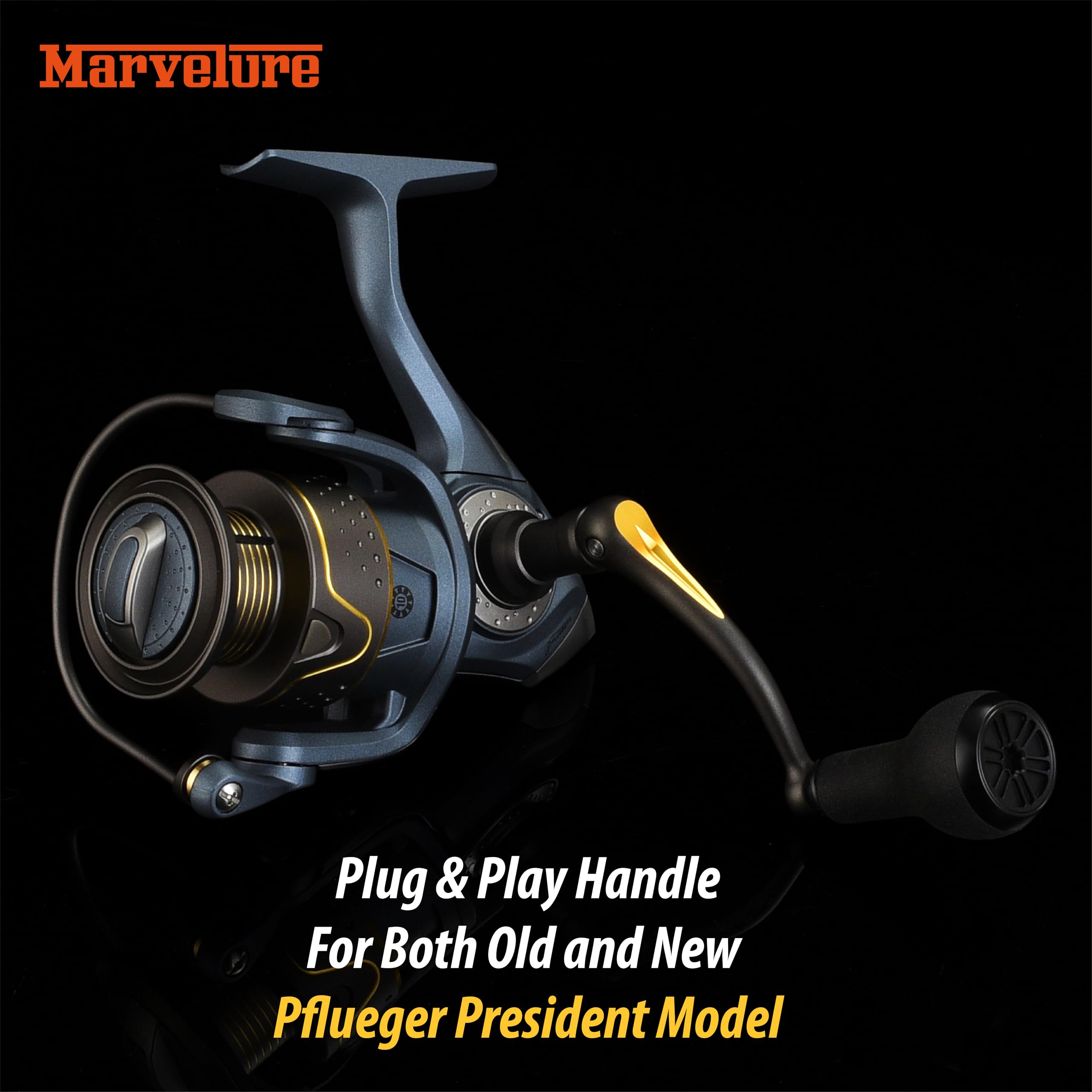 MARVELURE Foldable Power Handle Compatible for Pflueger President, President XT 20-40 Spinning Fishing Reels (Not for President Lock Type or President 6920-6940 Series) (TPE, for President 20) : Sports & Outdoors
