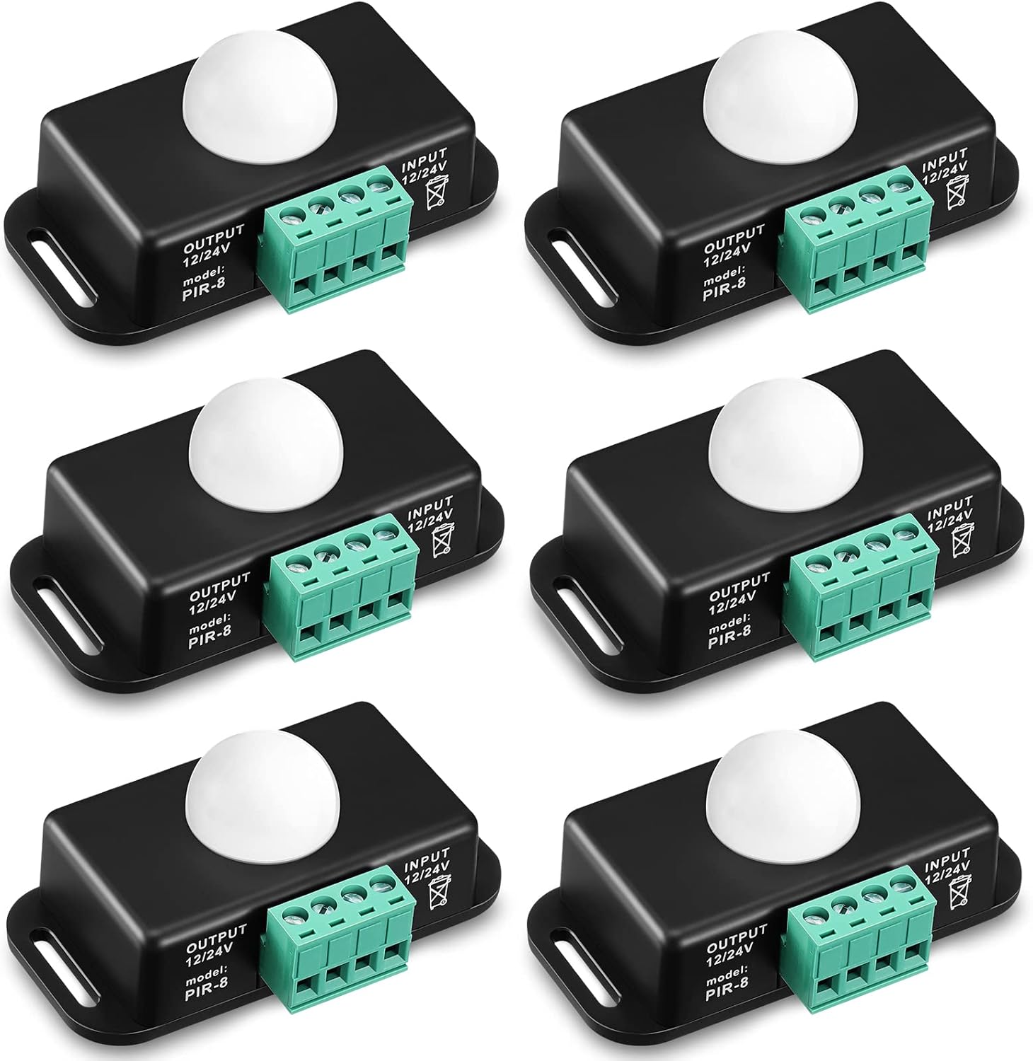 Macarrie 6 Pack 12V 24V PIR Sensor LED Motion Sensor Motion Detector Light Switch Body Infrared Sensing Motion Timer Function Sign Control PIR Controller for Flexible LED Strip Lights
