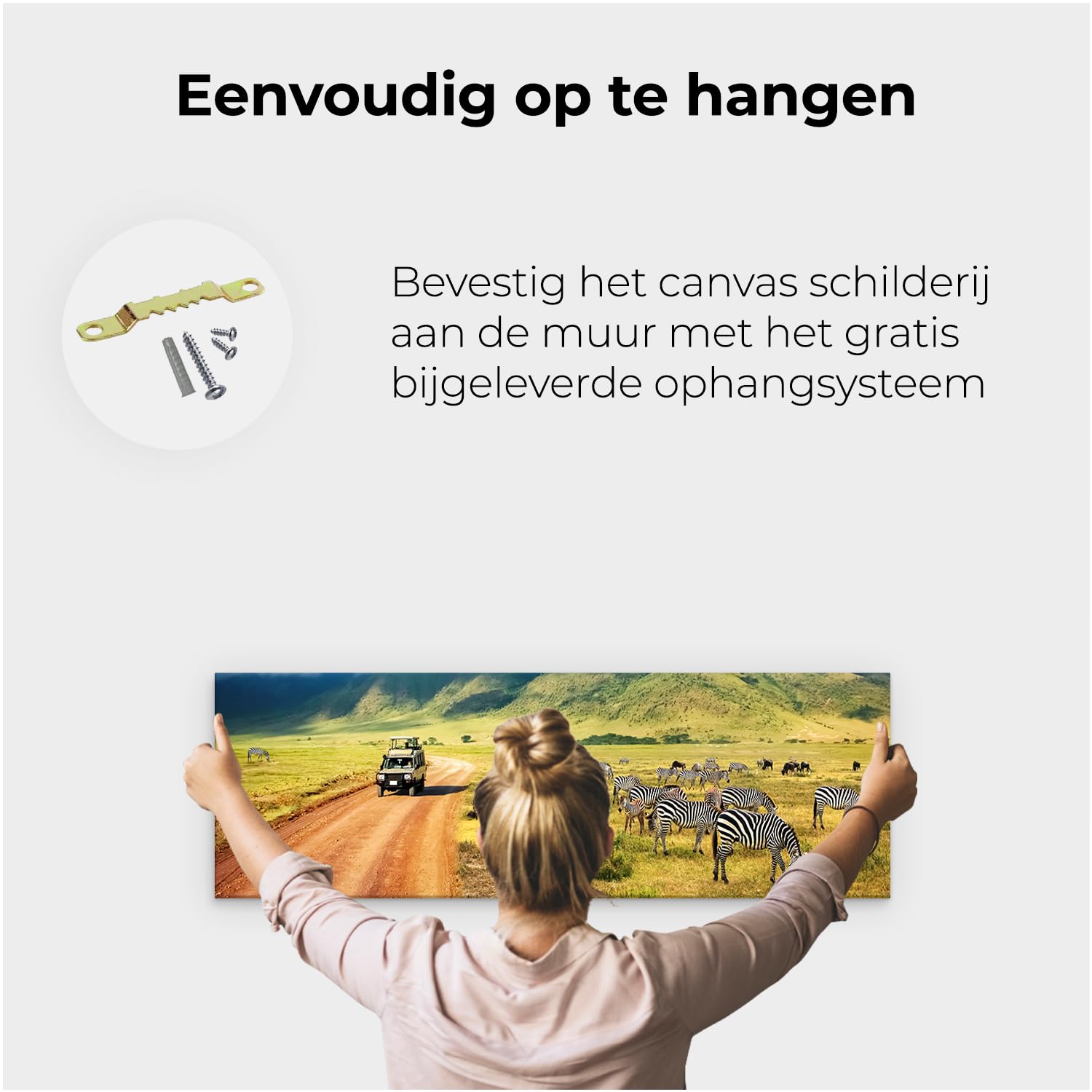 Artaza Leinwand Bilder Zebras Safari - 120x40 cm - Groß XXL - Wanddeko Tierbilder - Wandbilder Landschaftsbilder Berge - Deko Wohnzimmer