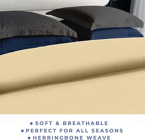 Miniatura 3 de Kotton Culture Manta de cama tamaño Queen 100% algodón transpirable para todas las estaciones, para sofá, manta ligera con patrón de espiga suave