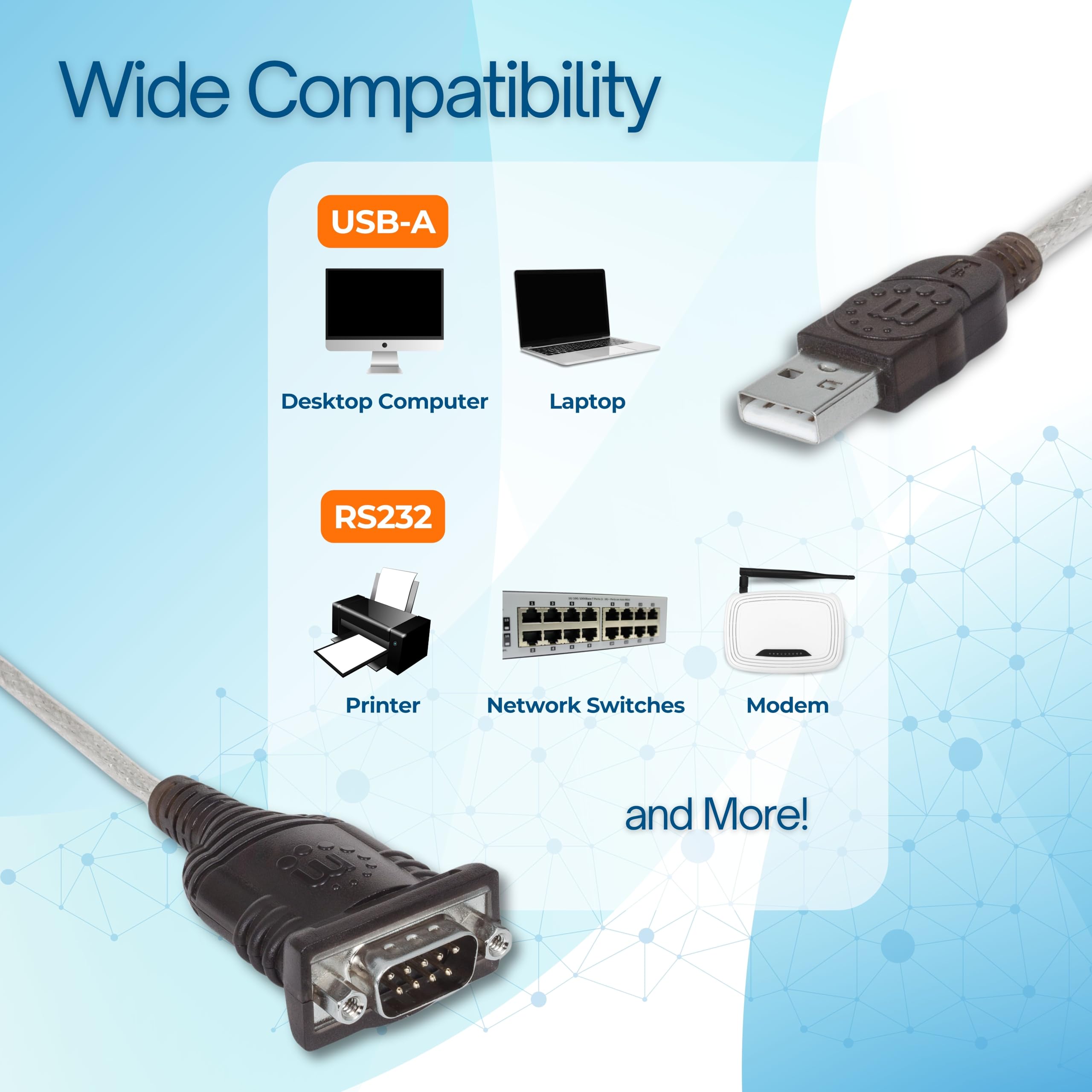 Amazon.com: Manhattan USB to RS232 Serial Adapter Converter – Long