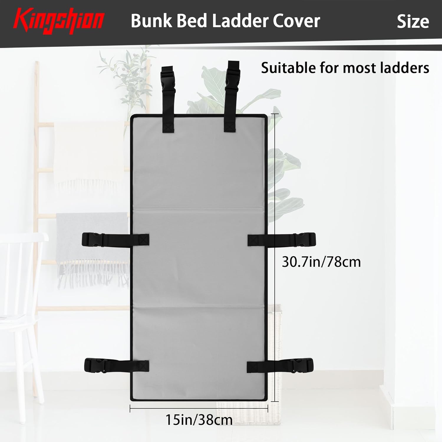 Universal Bunk Bed Ladder Safety Cover - Climb-Proof Guard Lock with Soft Pads, for Secure and Easy Climbing, Easy Install - Gray