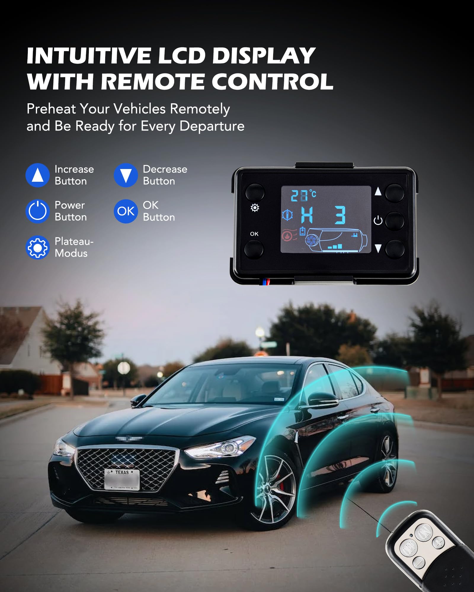 Orion Motor Tech 5kW Riscaldatore d'Aria Gasolio Diesel Portatile 12V, con Display Digitale e Telecomando, per Auto Camion Barca Camper Roulotte