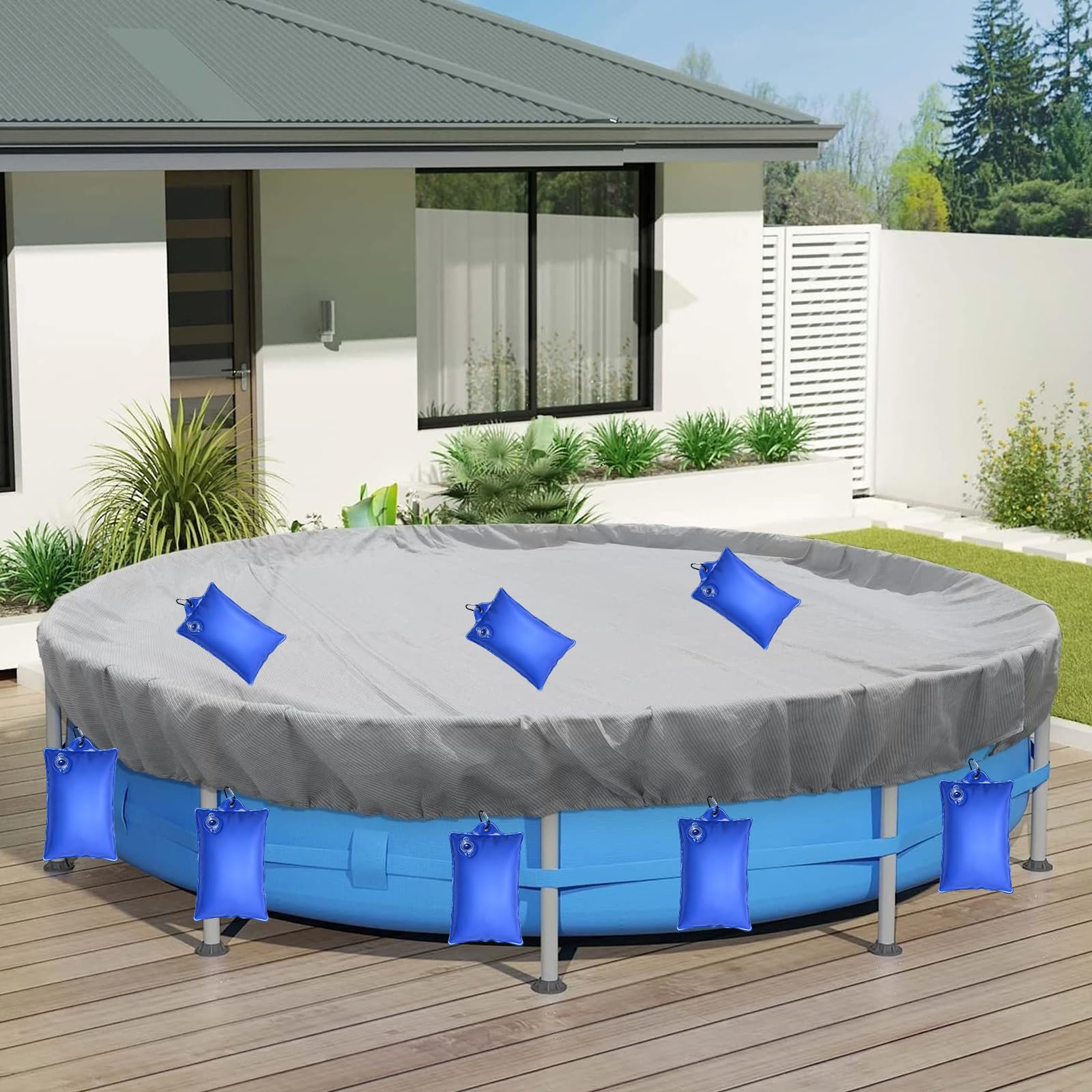 Poolabdeckungsgewichte Mit Haken – 24 Stück, Marineblau, PVC, Für Oberirdische Pools – Halten Die Plane Bei Wind Und Wetter Fest