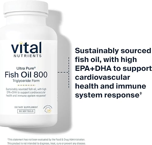 Miniatura 3 de Vital Nutrients Aceite de pescado Ultra Pure 800 Triglicérido Forma  Salud del corazón, cerebro e inmunológico*  Ácido graso omega-3 de alto EPA y