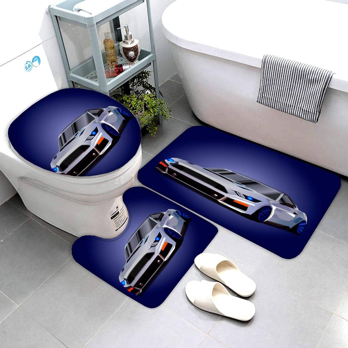 Genérico Alfombra de baño, alfombras de baño Negras escandinavas, Alfombra de baño de Lujo de Microfibra, Juego de alfombras absorbentes, Alfombrillas de baño vikingas Vintage, Alfombrilla de pedesta