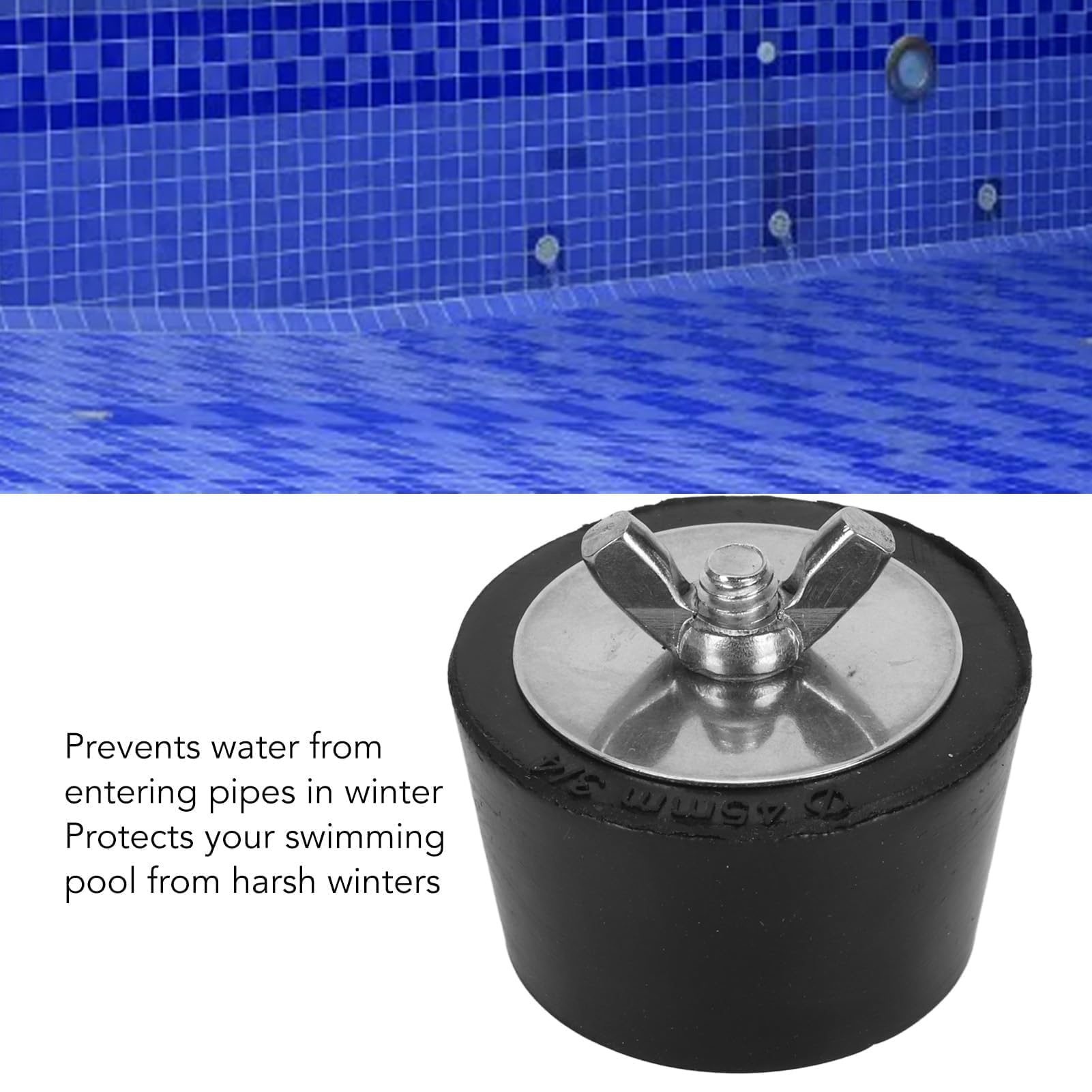 Bouchon D'hivernage de Piscine 2 Pièces en Caoutchouc et Acier Inoxydable, Empêche L'eau de Pénétrer dans les Tuyaux, Polyvalent pour les Tests de Pression, avec Utilisation (45mm)