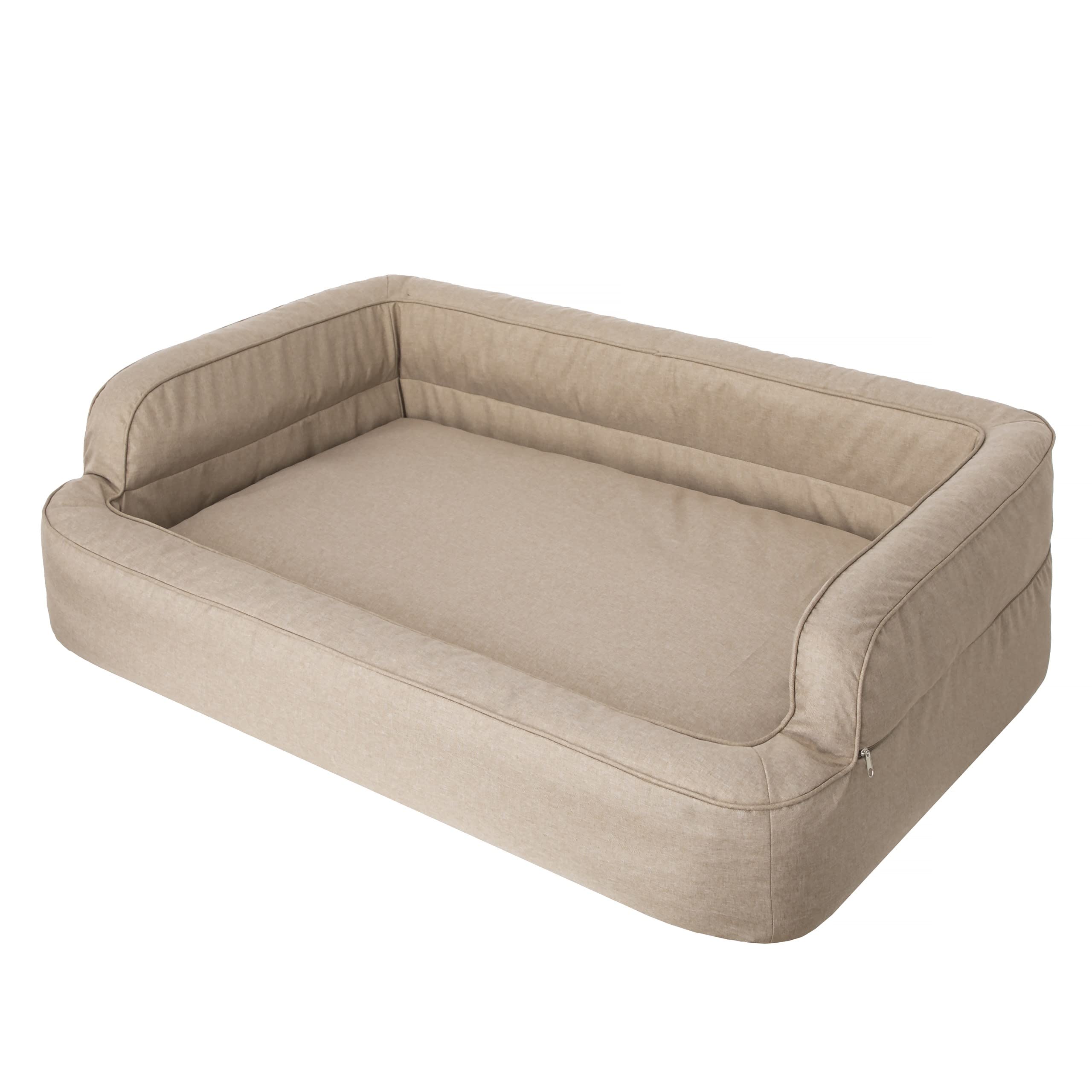 PillowPrim Cama Para Perros, Muebles Para Animales, Cama Para Gatos, Funda Extraíble, Cama Para Perros, Camas Grandes, Sofá Para Perros, Cesta, Lavable, Beige, L: 78 X 53 Cm
