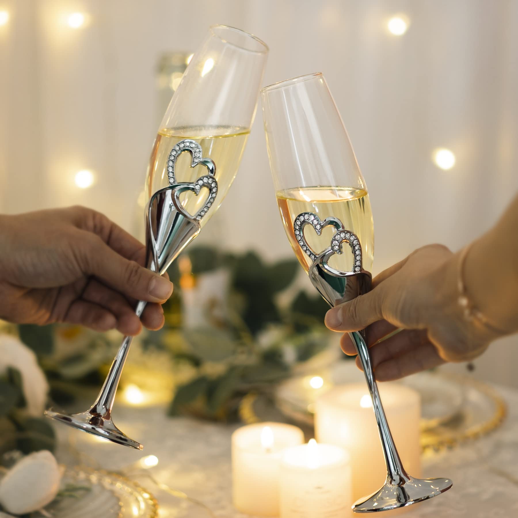 Copa De Champán Flauta Livellara 240 Ml: Juego De 2 Cristal Fino (regalo Elegante)