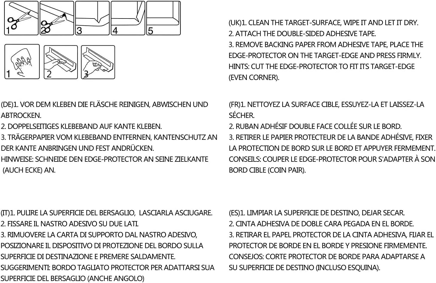 20 Meter U-förmige Glastisch Kantenschutz, Tisch Möbel Kanten Schwamm Kissen Stoßschutz, Baby-Sicherheits-Tabellen-Schreibtisch Anti-Kollision Streifen (10x2M) Schwarz KXD7003 Black