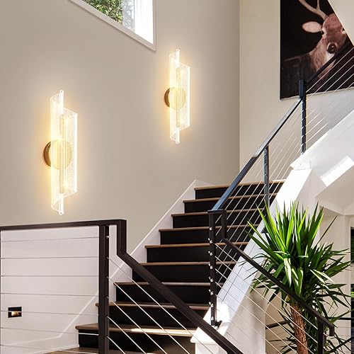 Miniatura 2 de Apliques de pared dorados de 19.7 pulgadas, modernos apliques de pared regulables, lámpara de pared LED regulable para interiores, lámparas de pared