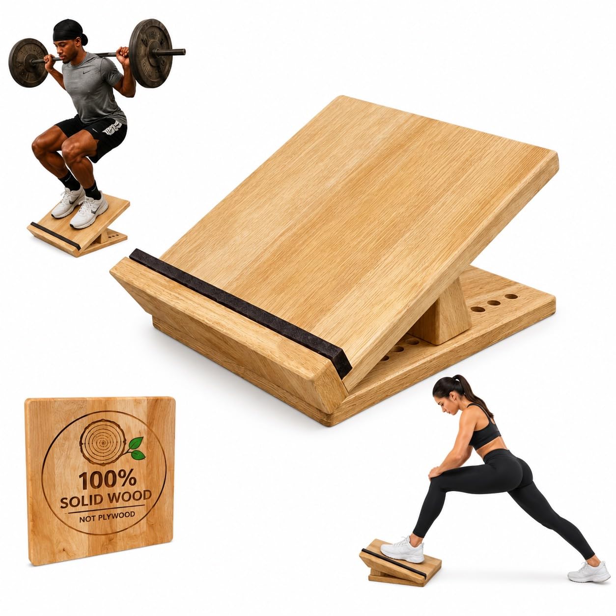 KIJO Studio Professional Wooden Slant Board for Calf Stretching, 500 lbs Weight Capacity, 16-Angle Adjustable Incline Board for Exercise, Squat & Physical Therapy (Japanese Pure and Simple Design)-image-43