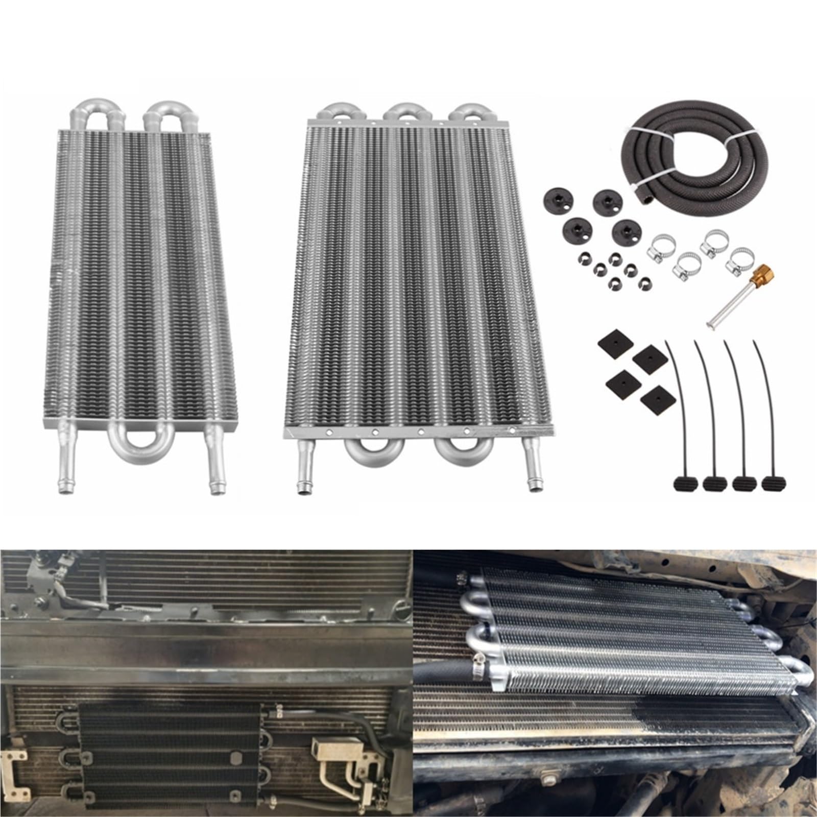 -4/6/8-rzędowy zestaw chłodnicy oleju Chłodnica Płyta aluminiowa i żeberka Chłodnica oleju Automatyczny ręczny(6 Row Black)