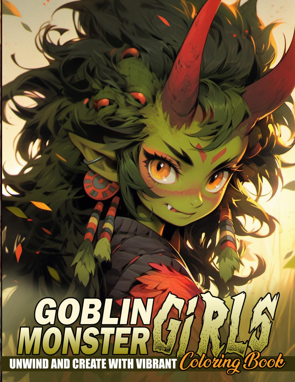 Goblin Monster Girls Coloring Book: Spooky Kawaii Monsters Coloring pages featuring Adorable Goblin Creatures Illustrations for Teens and Adults Relaxation