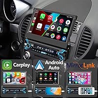 Vista 2 de Naifay Single Din Car Stereo Compatible with Apple Carplay & Android Auto, 7inch Flip Out Touchscreen Car Radio with Bluetooth Foldable Car Audio