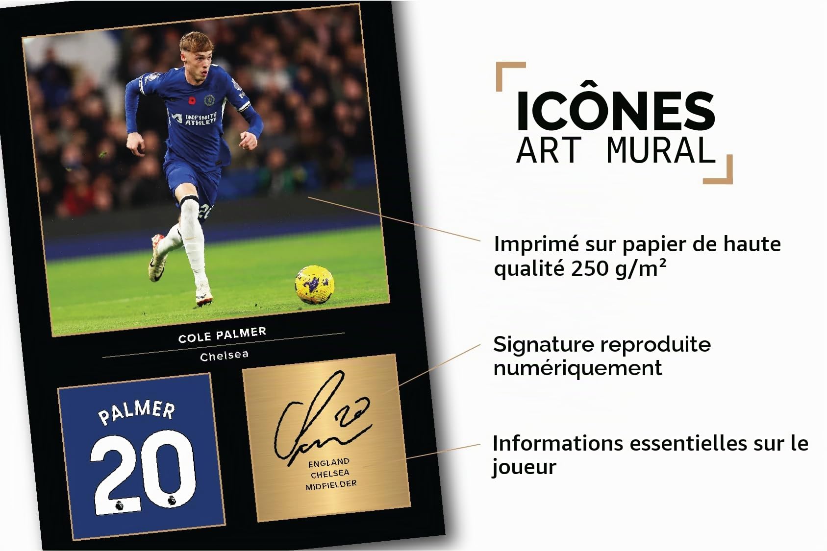 Icons Wall Art – Kylian Mbappe Real Madrid A4 Affiche imprimée – Signature reproduite numériquement – Cadeau pour fan de football/soccer – Affiche non encadrée de souvenirs du Real Madrid