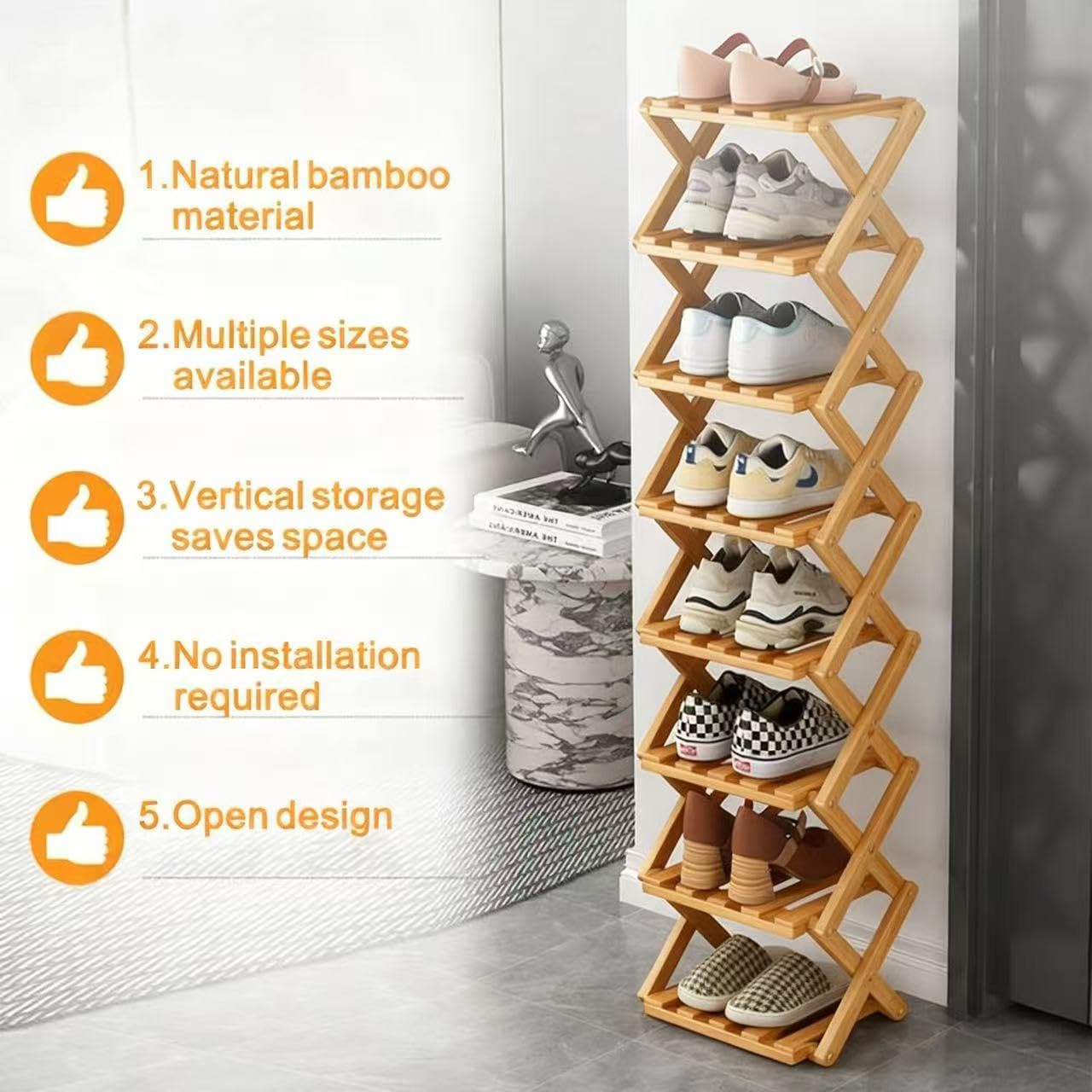 Scarpiera verticale stretta, scarpiera portatile pieghevole a 7 ripiani, senza installazione, scarpiera autoportante per corridoi, camere da letto, soggiorno, angoli e piccoli spazi (7 ripiani)