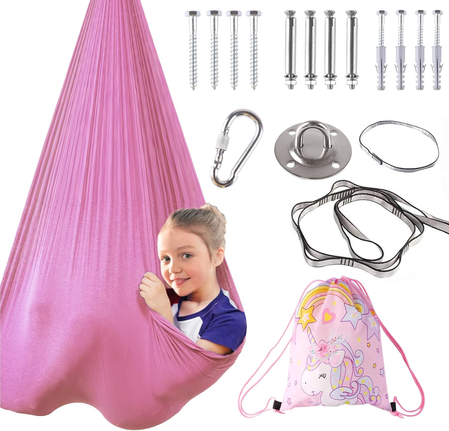 Indoor Therapy Sensory Swing for Kids, Special Needs Joy Cuddle Ceiling Snuggle Swings, Outdoor Room Adjustable Fabric Hammock for Children Child Teens Autism, ADHD, Aspergers, Sensory Integration