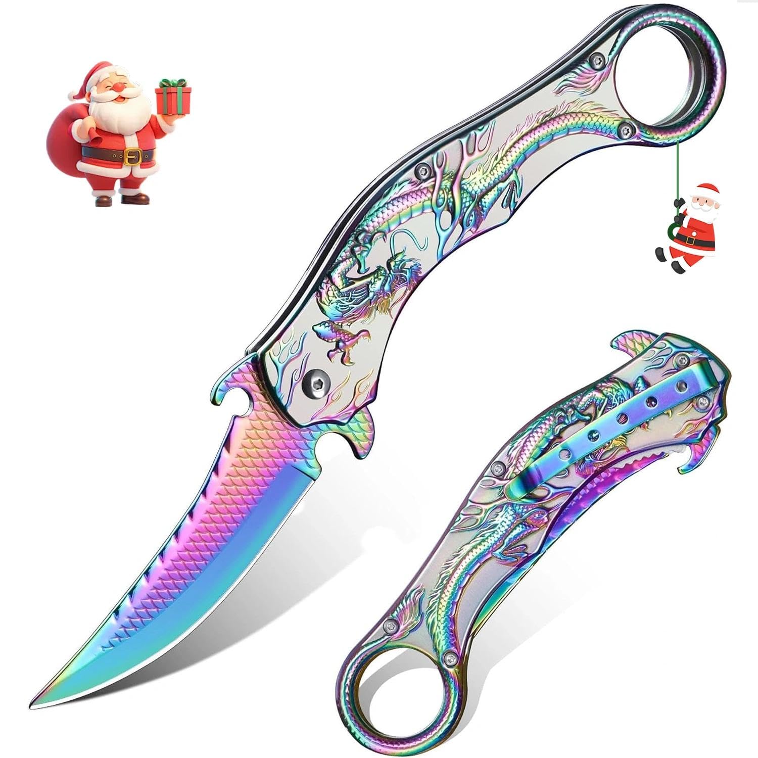 Dream Reach Drachenmuster Klappmesser Taschenmesser - Outdoor Klappmesser in Geschenkbox für Männer