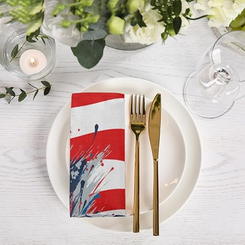 Miniatura 2 de Cloth Napkins Set of 6 American Flag Soccer 20x20 Inch Cloth Napkins Sports Ball Washable Reusable Kitchen Dinner Napkins Table Decor for Wedding,