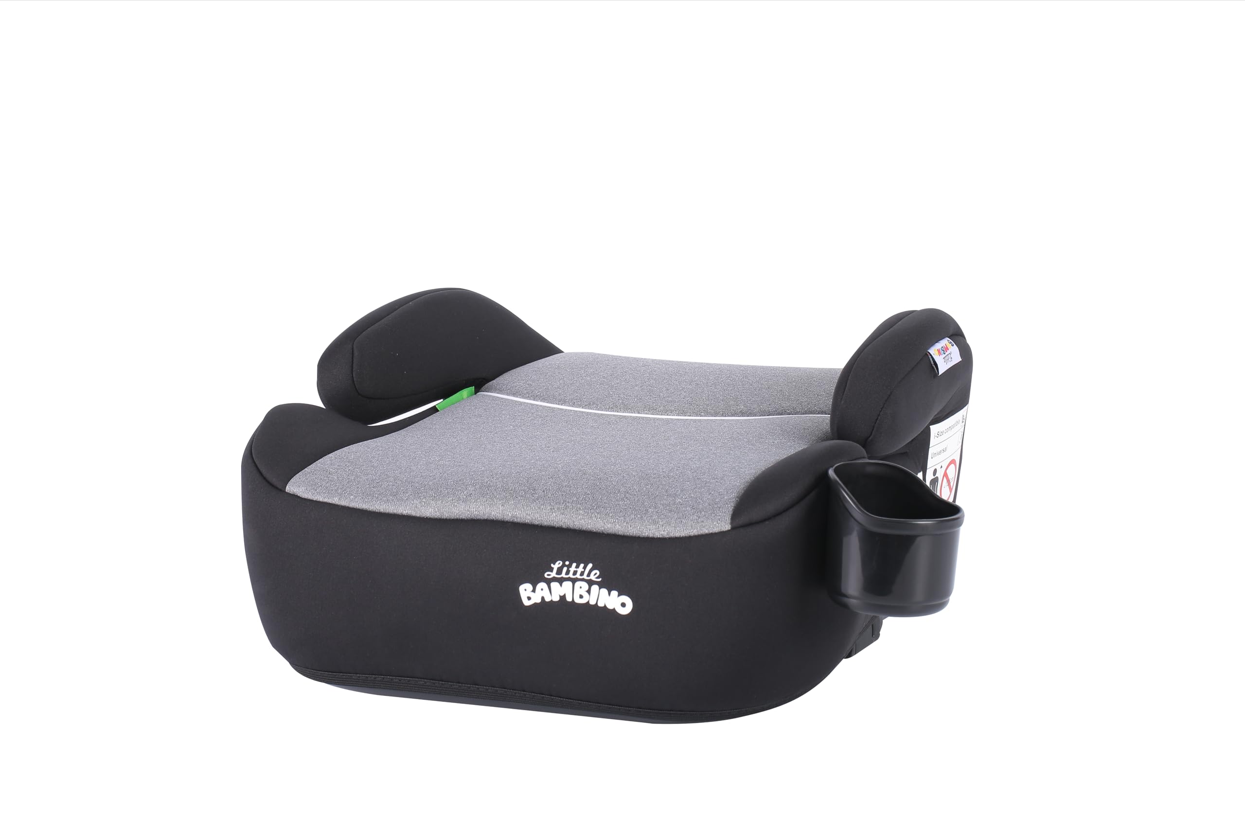 Little Bambino Car Booster Seat, ISOFIX Universal, 125-150cm Height, Removable Cover (Black Grey)