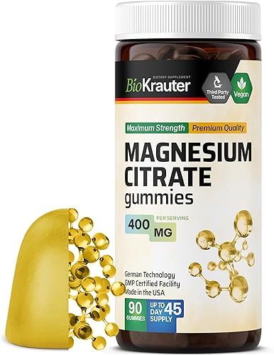 Gomitas de citrato de magnesio Apoyo natural para la respuesta muscular, ósea y al estrés saludable Suplemento de magnesio masticable Magnesio