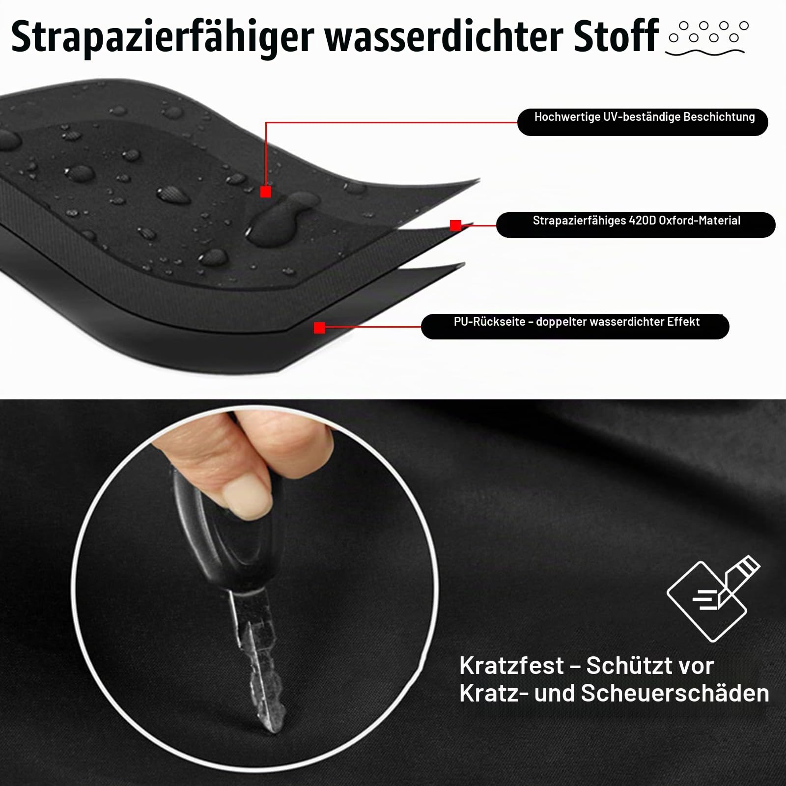 Anhängerplane 210x114x90cm, 420D PVC Material Anhänger Plane mit ösen und planenseil Reflexstreifen Verstärktes Ösen Wasserdicht Sonnenschutz Abdeckung Abdeckplane Gewebeplane für PKW Anhänger