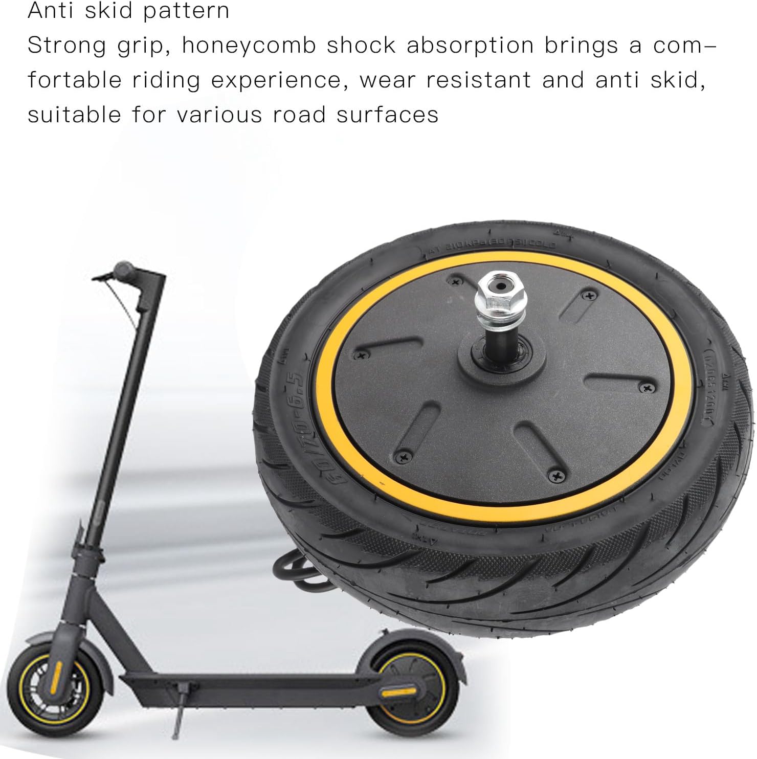 Electric Scooter Hub Motor with Inflatable Tire, 10 inch 350W Rear Wheel Brushless Hub Motor Kit, Waterproof Scooter Wheel Conversion Kit for MAX G30 Electric