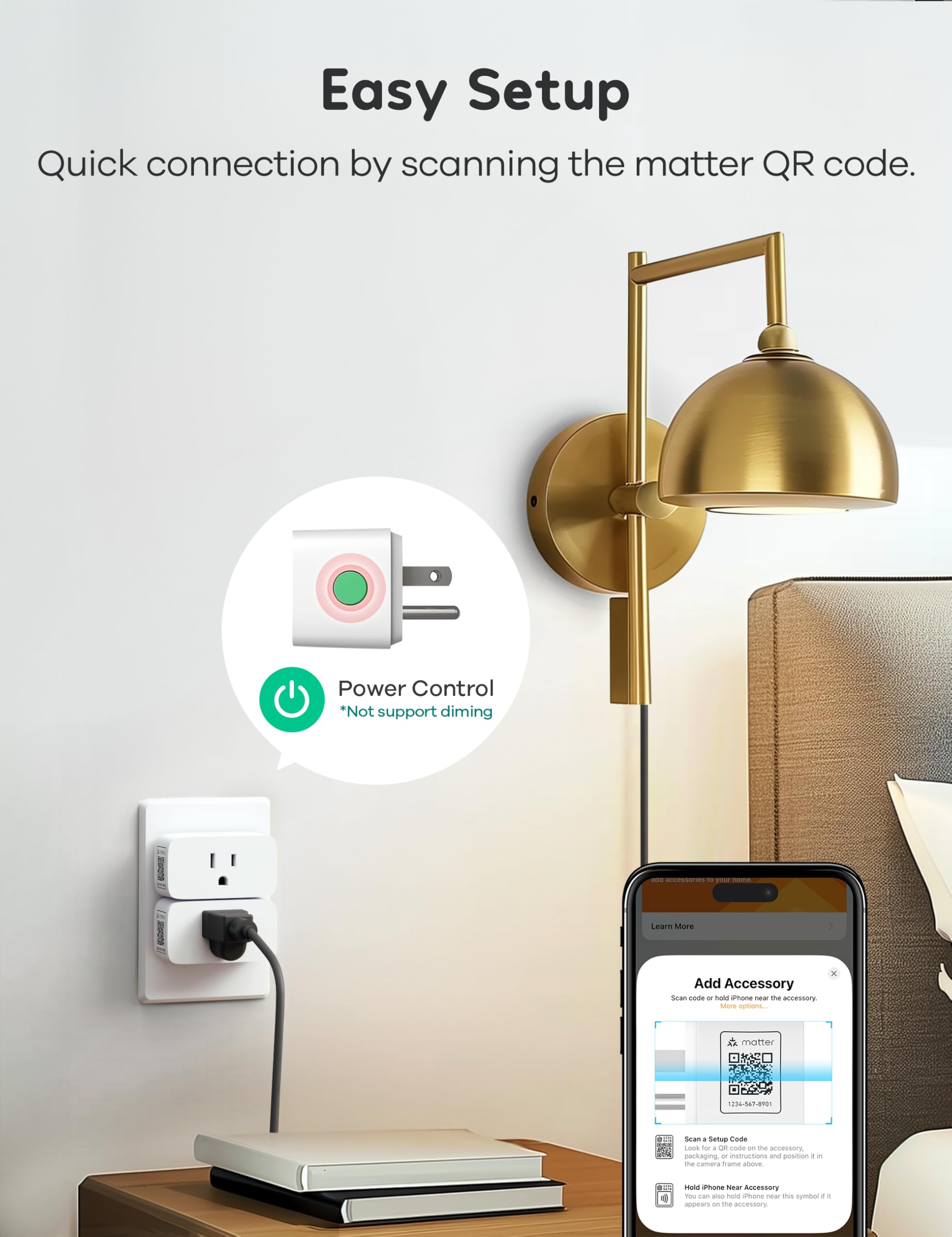 Winees Matter Smart Plug 2 Pack Smart Outlet Work with Alexa Apple Home Google Home SmartThings 15A 1800W — view 5