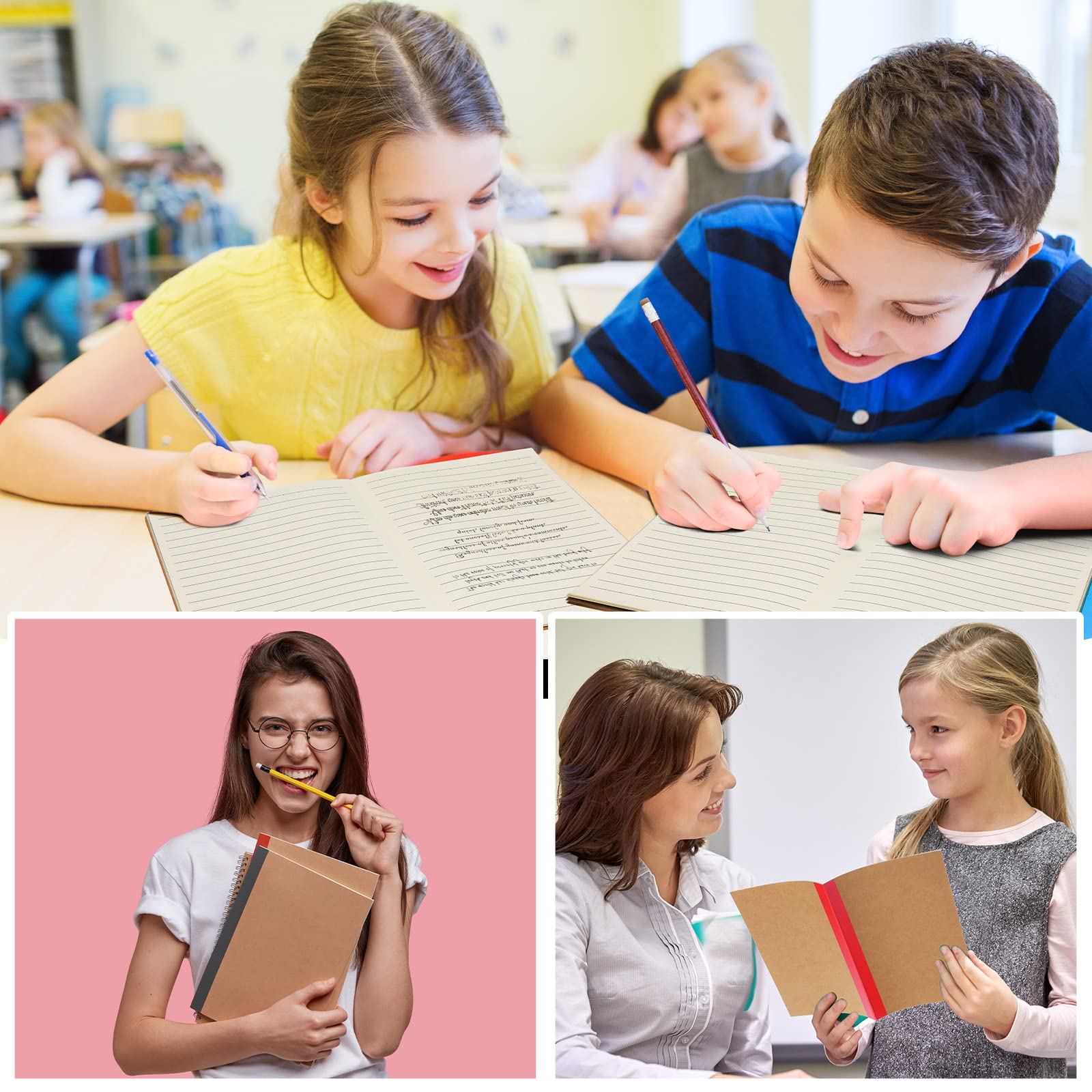 150 Stück A5 Kraft-Notizbücher, 60 Seiten, weicher Einband, Kompositionsnotizbücher, liniert, Reisetagebücher für Reisende, Studenten, Klassenzimmer, Zuhause, Büro, Schulbedarf, 15 x 21 cm (bunt)