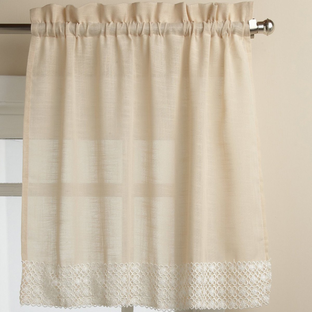 Sweet Home Collection Kitchen Curtains for Windows 40+ Styles &amp; Colors Swag, Valance, Tier Sets &amp; Panels Cafe Curtains for Farmhouse, Rustic, Modern Décor, Salem French Vanilla, 36" Tier