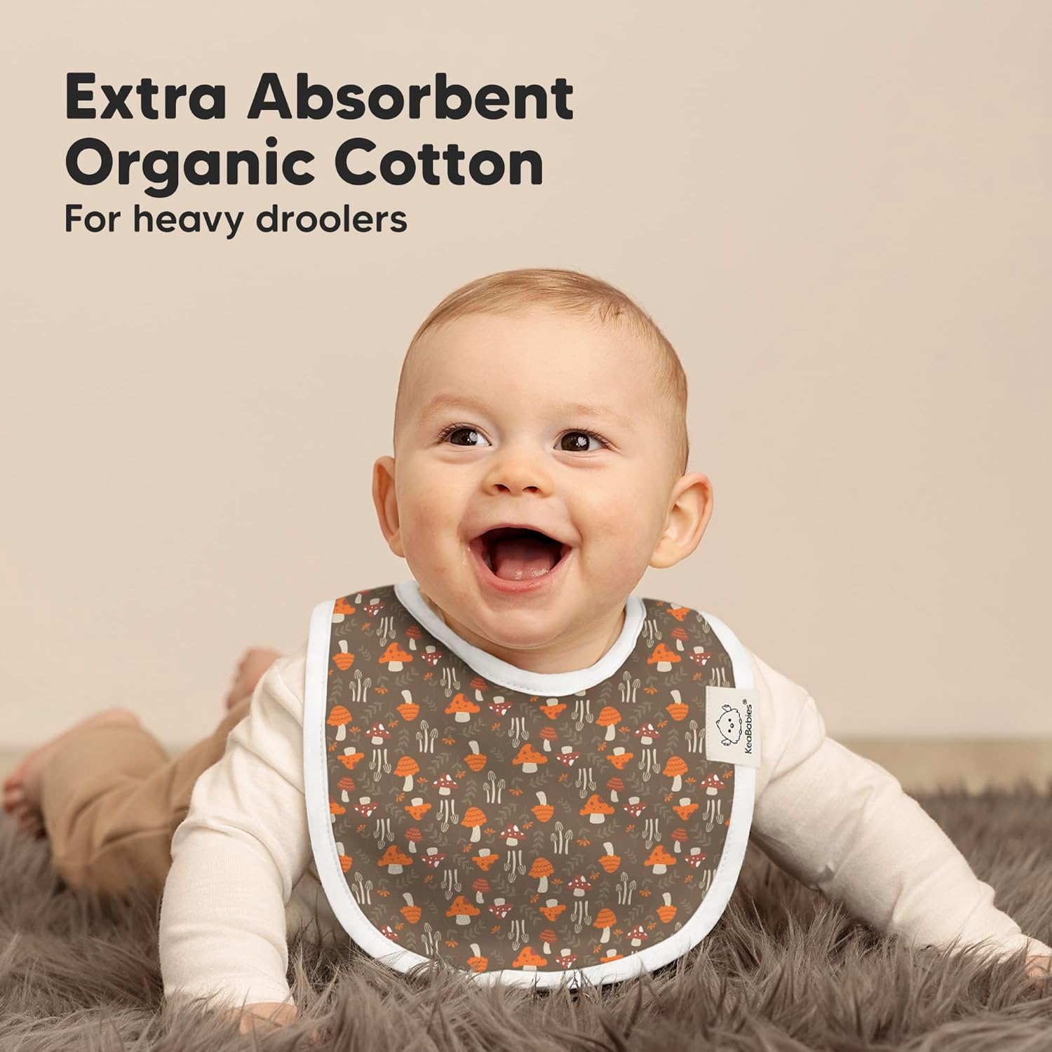 8-Pack Organic Baby Bibs for Boys, Girls - Soft Cotton Drooling and Teething Bibs for Baby Girl & Boy, Extra Absorbent, Easy to Clean & Put On for Toddler, Newborn, Infant 0-24 Months (Fall Spores) - Image 5