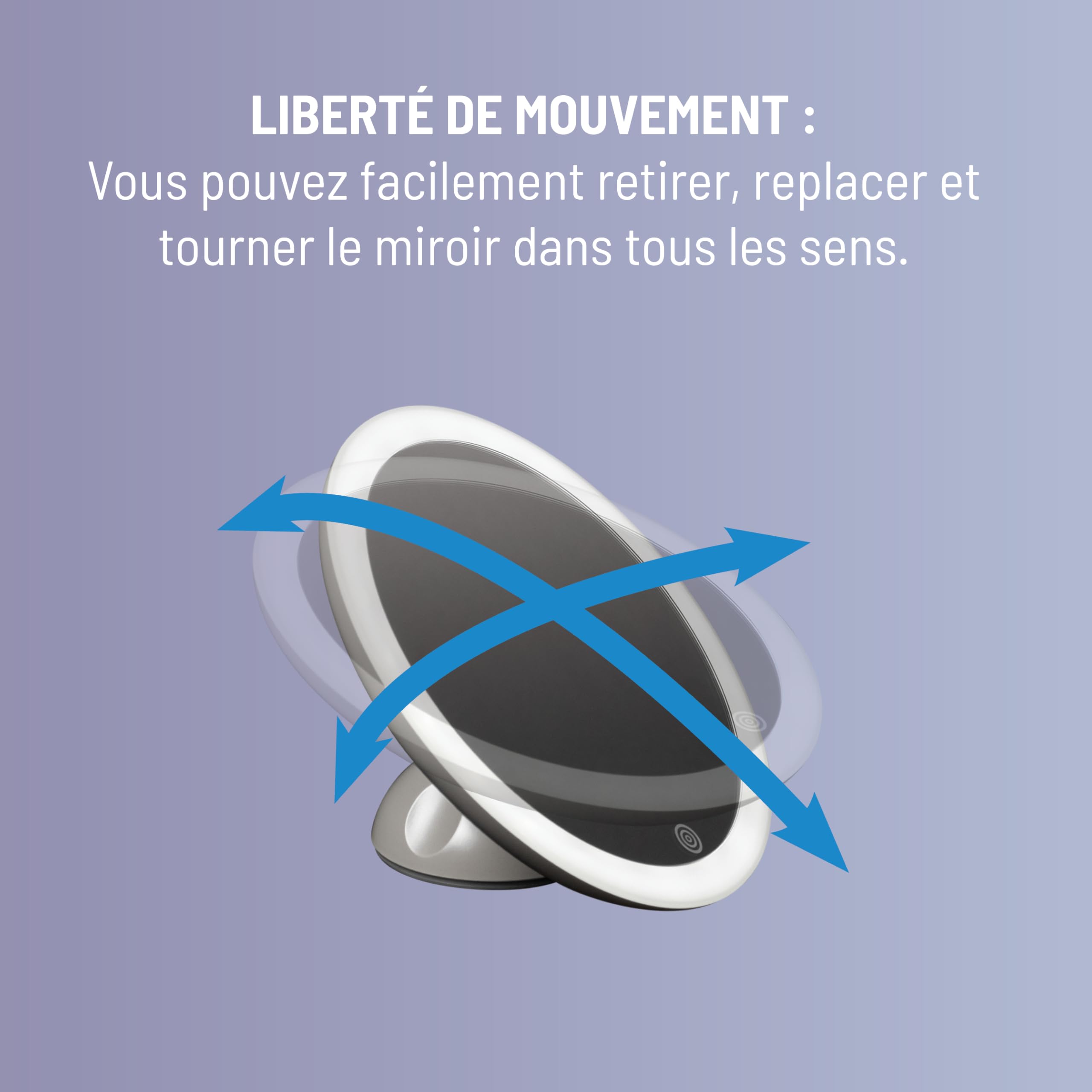 Haepi Colette Miroir Grossissant 7X Lumineux 3 Modes d'éclaraige LED avec Ventouse Rechargeable