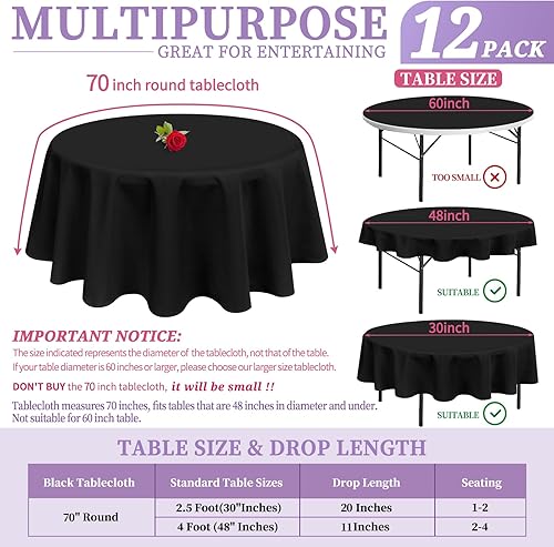 Miniatura 54 de Paquete de 8 manteles redondos blancos de 90 pulgadas, manteles redondos de poliéster lavables para mesa de tela decorativa resistente a