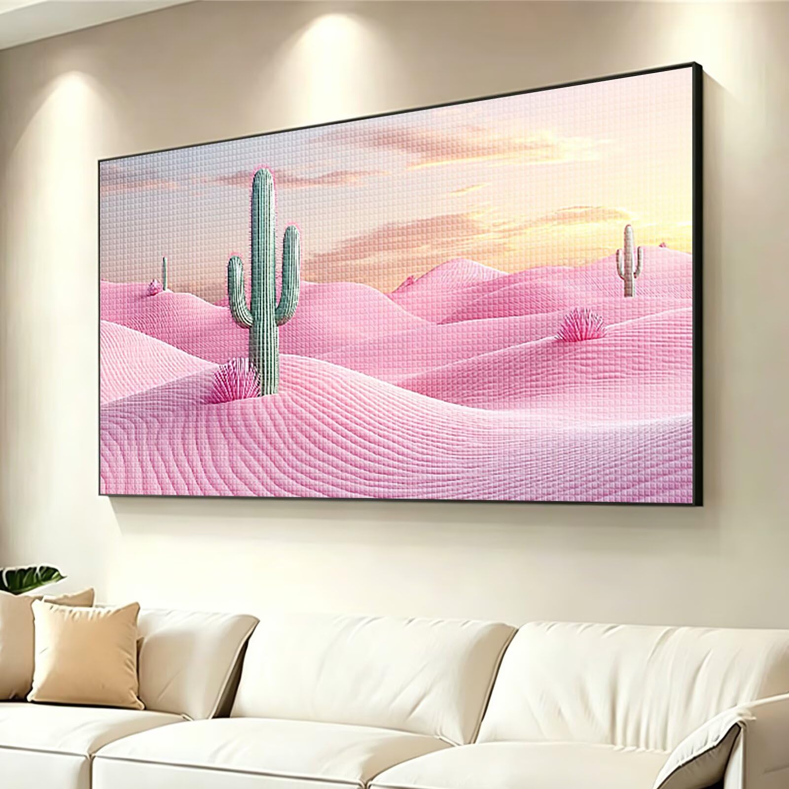 Diamond Painting Erwachsene Groß XXL 120x60cm, Landschaft Diamant Painting Bilder, 5D Kaktus Diamond Art Eckige Steine, DIY Crystal Stickerei Kreuzstich Bastelset für Deko Wohnzimmer Geschenke 0J-951