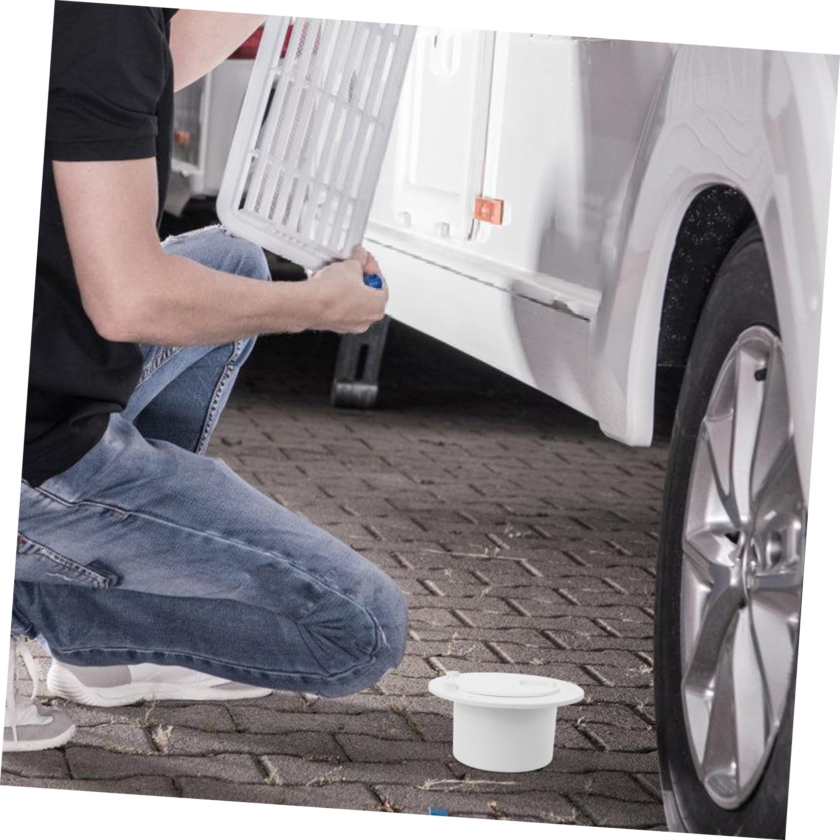 Hemobllo Portello per Cavi di Alimentazione per Camper in ABS Bianco Copertura Ribaltabile per Passaggio Cavi Accessorio Esterno in Veicoli Ricreazionali e Yacht