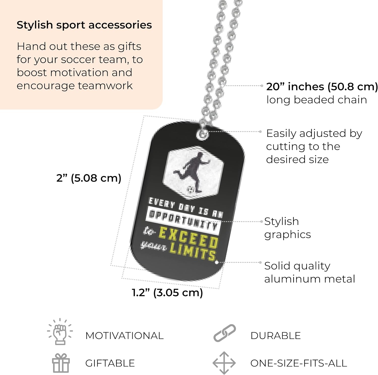 Inkstone Success Dog Tag Necklace, Inspirational Scripture Dogtag Pendant for Men, Christian Faith Stainless Steel Necklace, Motivational Gift - Image 3