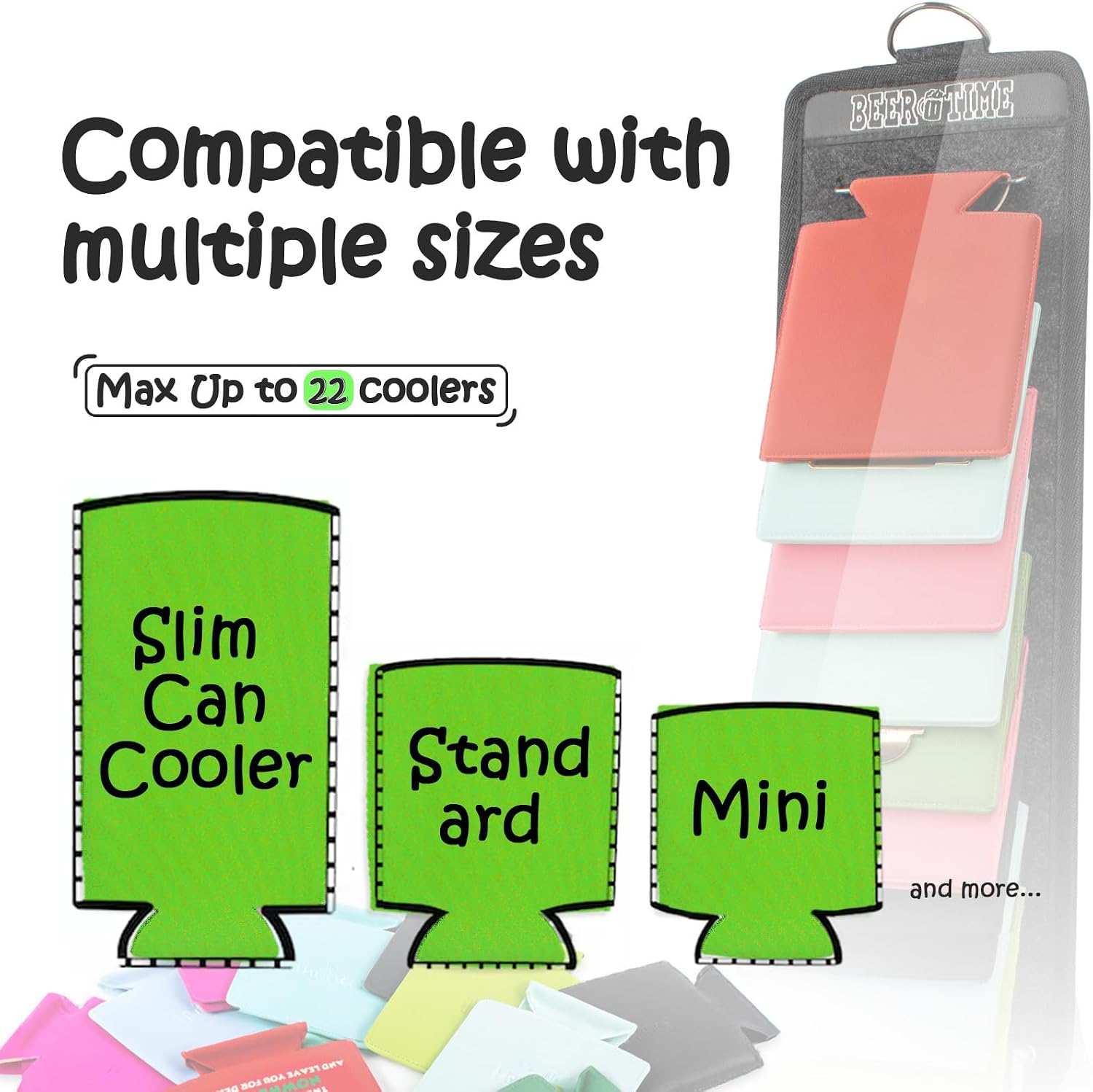 Can Cooler Holder Wall Mount With Flip-Through Design Hold 22 Sleeve