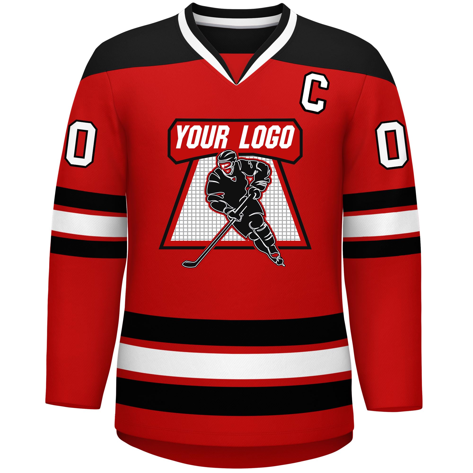 Custom Hockey Jersey Stitched or Printed Name Number V-Neck Athletic Jersey