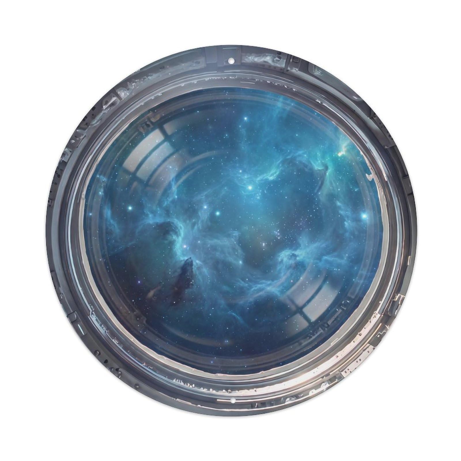 Metal Tin Sign Blue Reflection Nebula from Space Station