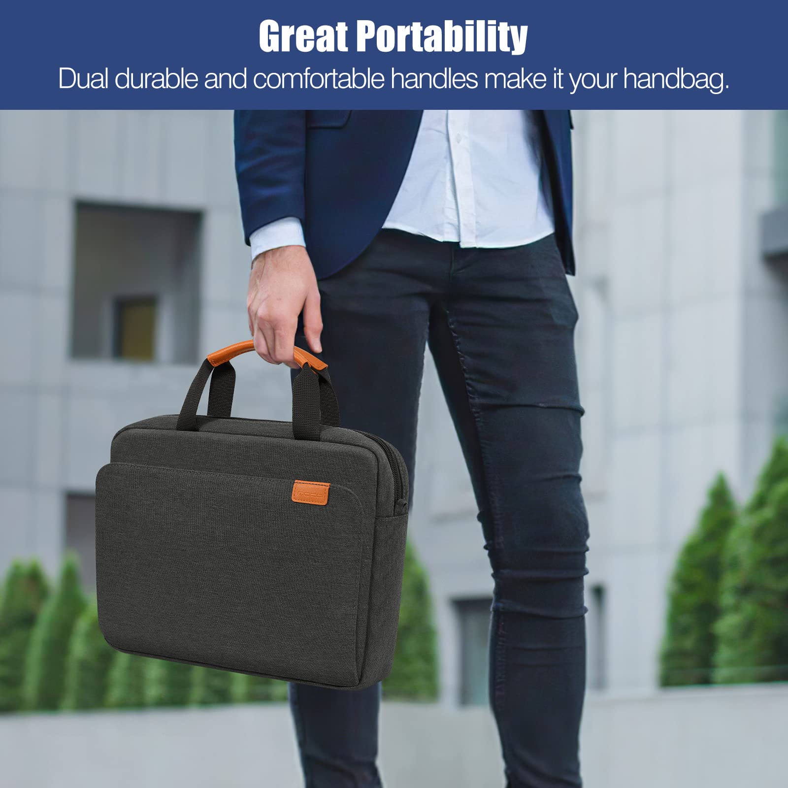 MoKo Custodia Borsa per Tablet da 12.9 inch, Custodia Morbida con Maniglia e Tracolla Compatibile con iPad Pro 12.9 M2 2022/2021/2020/2018, Borsa con Tasche Multiple, Nero & Grigio