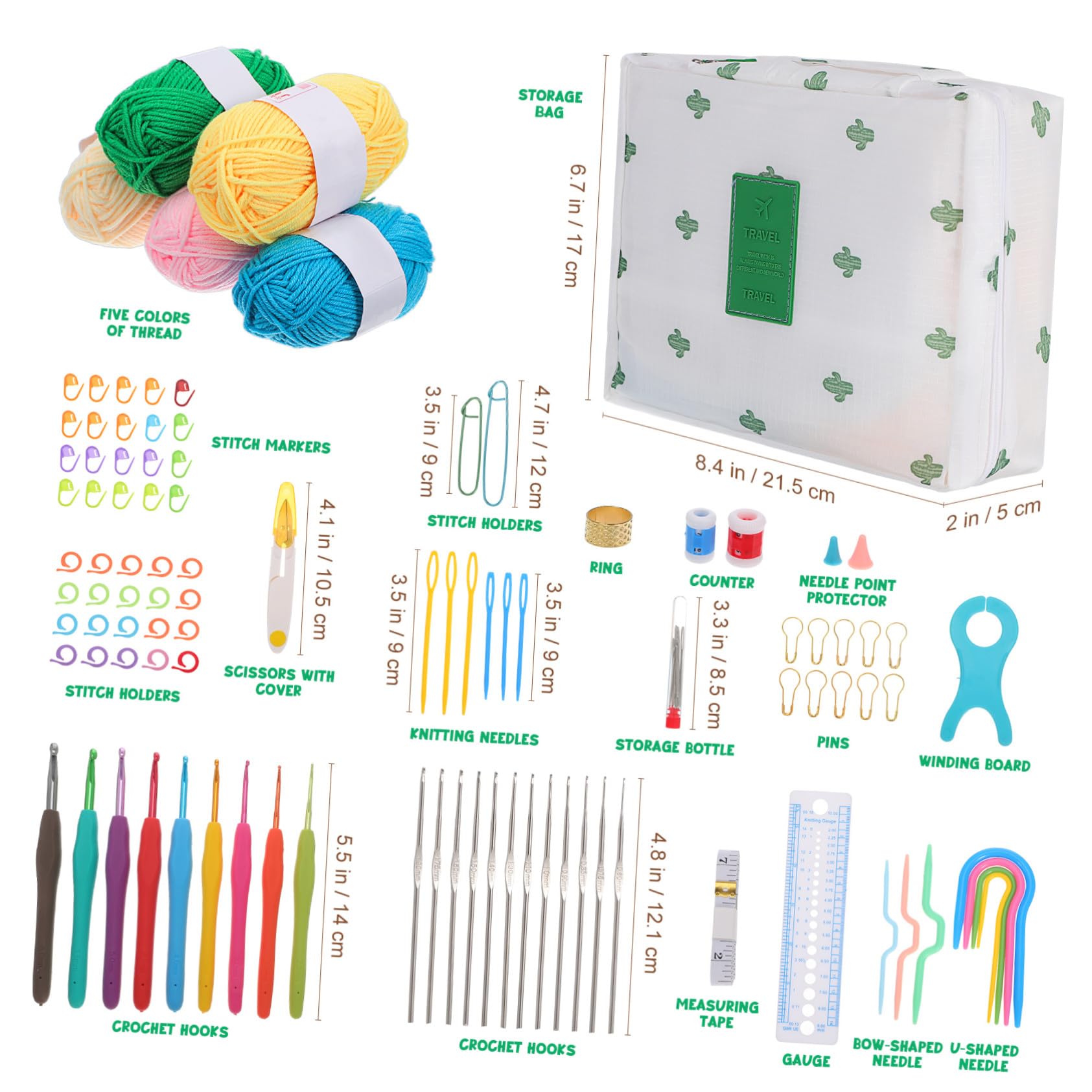 Beatifufu Uncinetti per Principianti con e Kit Completo di Strumenti Resistenti Organizzato in Pratica Borsa da Trasporto per Lavori Maglia Creativi e Regalo Originale