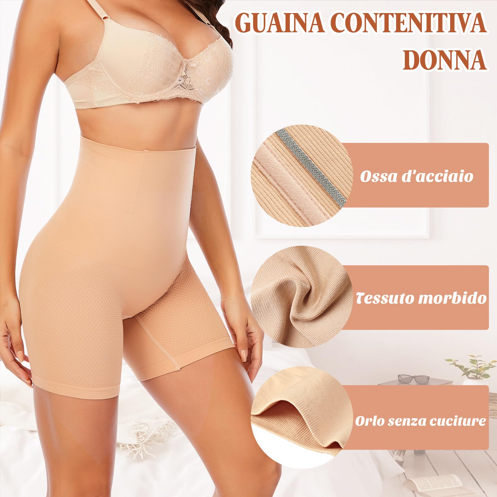 YARRCO Guaina Contenitiva Donna Pancia Piatta Mutande Contenitive Intimo Modellante Pancera Contenitiva a Vita Alta Shapewear Pantaloncini Dimagrante Invisible