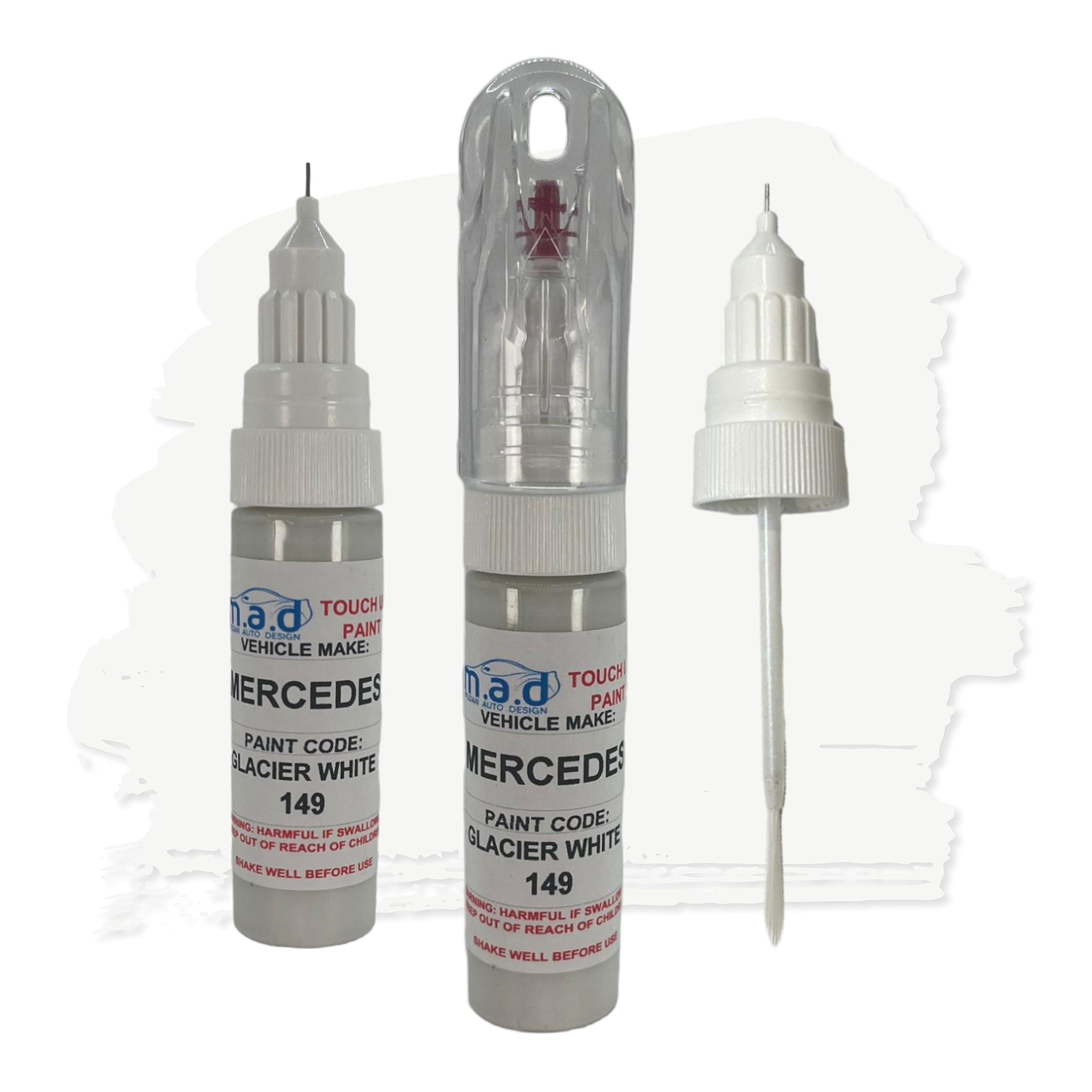 M.a.d Myldan Auto Design Paint Only Mercedes Benz Glacier White 149 Touch Up Pen Bottle Brush Repair Paint Chip (, 20 Milliliters)