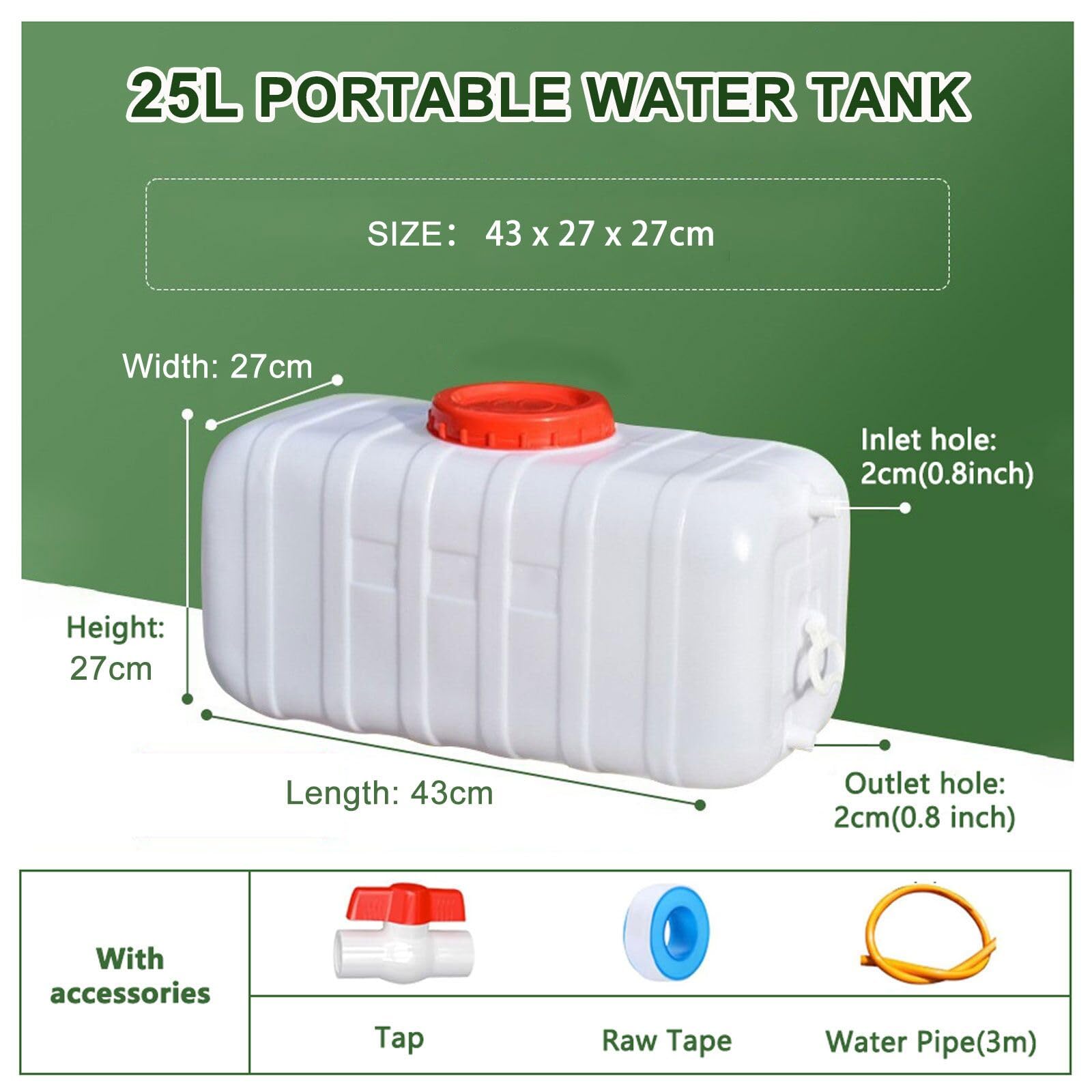 Bidon d'eau avec Robinet 25L HDPE Jerrican Eau Alimentaire pour Camping Plein Air