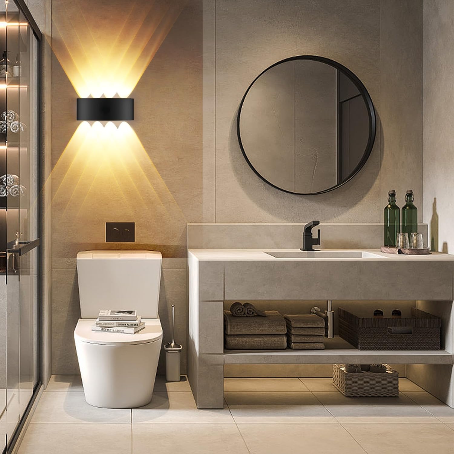 Jiehe Appliques da parete LED Interno/Esterno, 8W LED Lampada da Parete Bianco Caldo 3000K, Design Moderno in Alluminio IP65 Impermeabile per Soggiorno, Camera da Letto, Corridoio